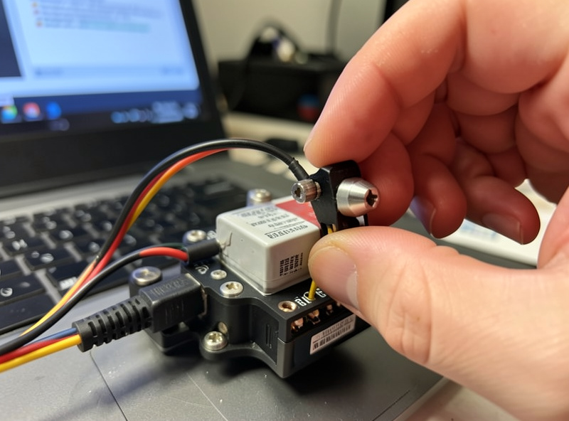 Inspecting FPV receiver and main lead wiring with the quad connected to Betaflight on a bench