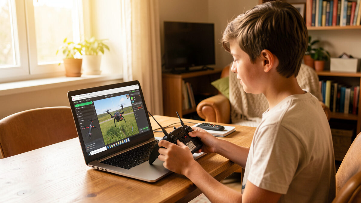 Beginner learning FPV on a free simulator with a radio