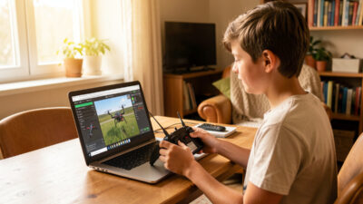Beginner learning FPV on a free simulator with a radio