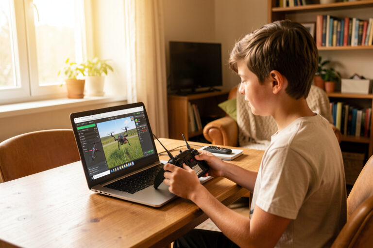 Beginner learning FPV on a free simulator with a radio
