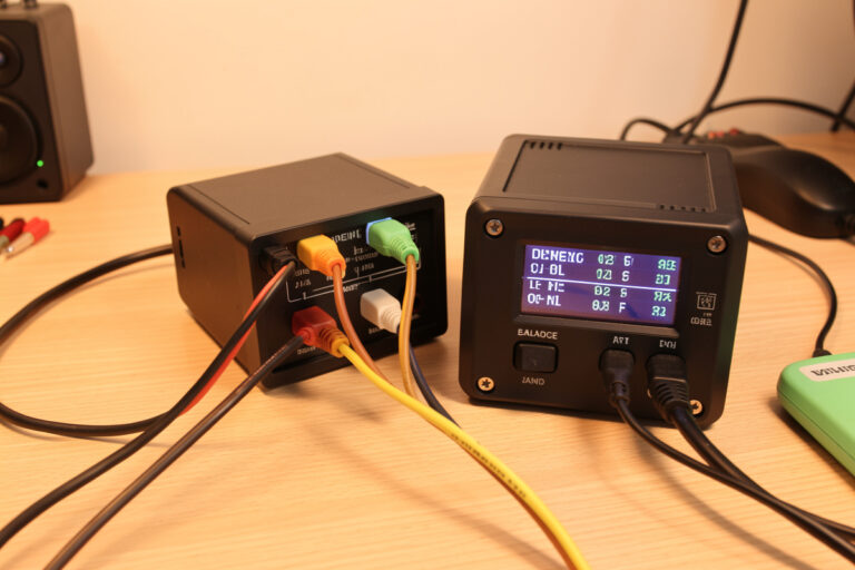 Balance lead and main connector both plugged into a LiPo charger showing matched per-cell voltages