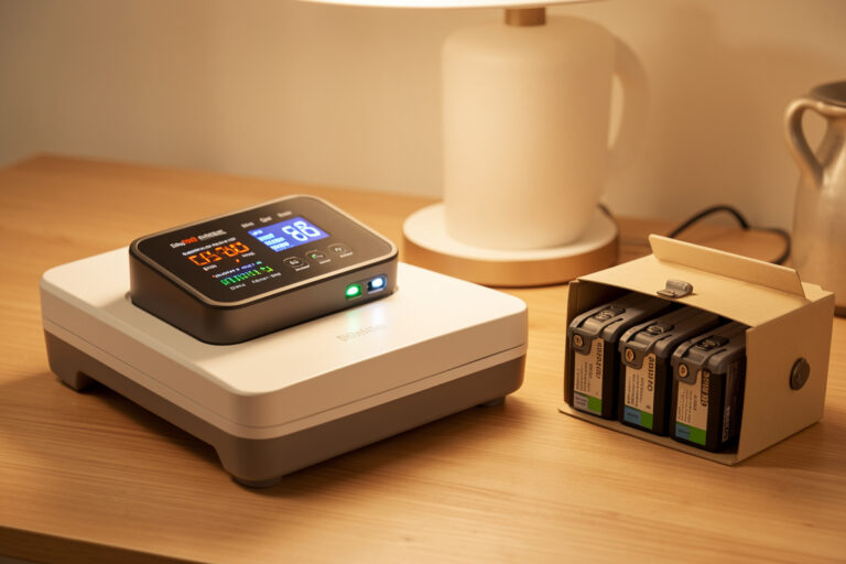 A cell checker reading per-cell LiPo voltage on a battery bench as part of a pack-longevity routine