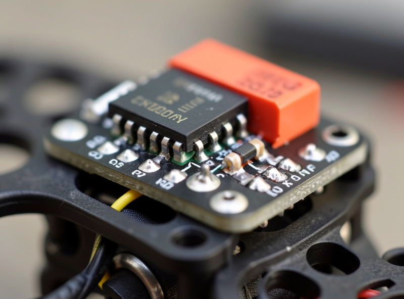 Close-up of a 900MHz ExpressLRS receiver and GPS module soldered onto a long-range FPV flight controller stack
