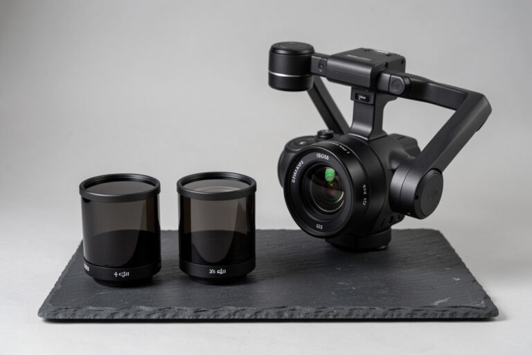 ND filter set beside a DJI drone camera